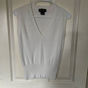 Eddie Bauer Classic White 100% Cotton Sweater Vest